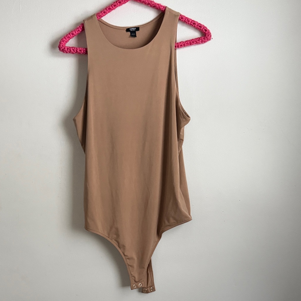 Express Body Contour Bodysuit Tan Nude Size